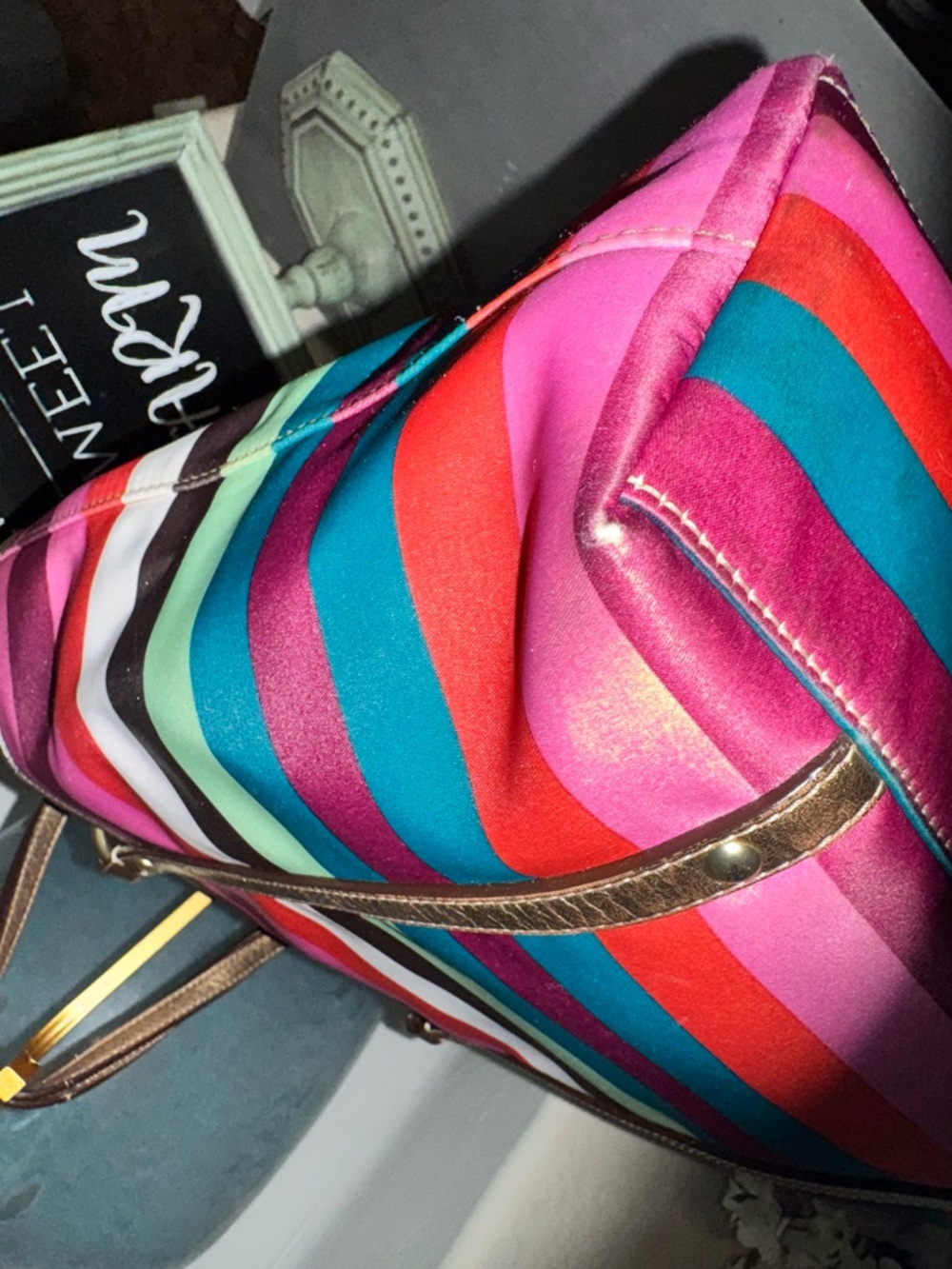 Coach Legacy Satin Stripe Tote Bag with metallic leather trim 2009 (F14009) GUC - Picture 16 of 16